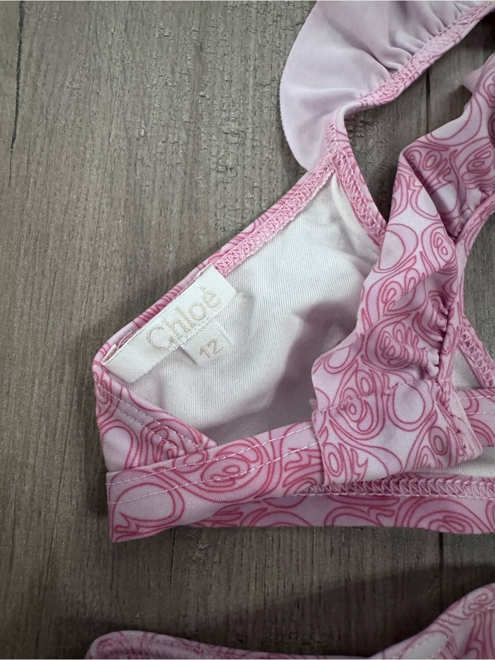 Chloe Pink Patterned Ruffle Strap Two-Piece Swim Set - Picture 4 of 6